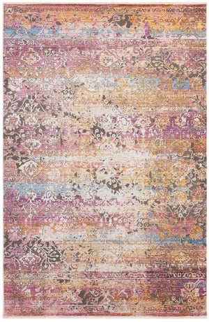 Unique Loom Deepa Arte Machine Made Floral / Botanical Rug Multi, Ivory/Gray/Pink/Violet/Orange/Light Blue/Yellow 5' 3" x 7' 10"