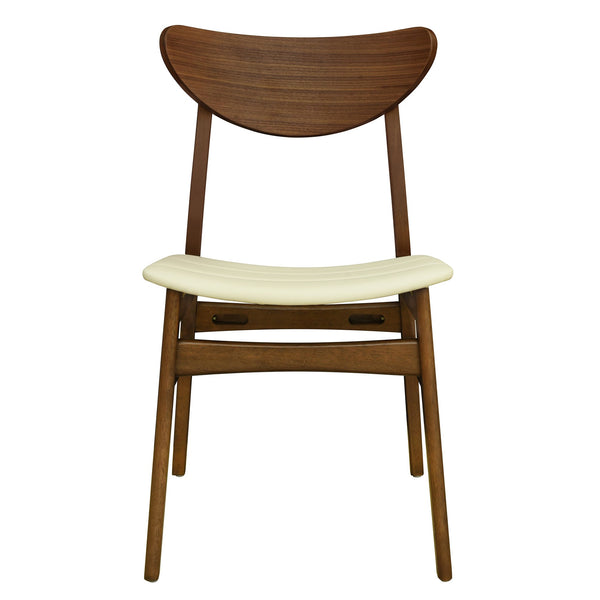 English Elm Christopher Knight Home® - DINING Chair Set of 2 Mid-Century Rubberwood Frame with PU Upholstery, Sleek Lightweight Design Beige N771P298839M