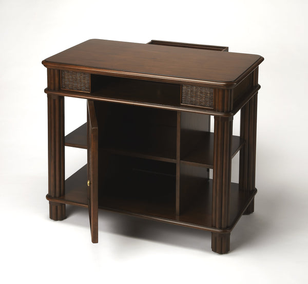 Butler Specialty Falmouth Rattan Kitchen Island - Stylish Storage & Work Space With Woven Details For Your Home Dark Brown Mahogany Wood Solids,Rattan,Mdf 9369399-butler