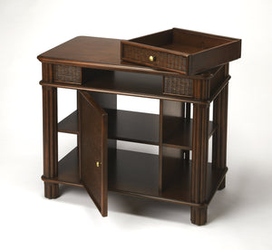 Butler Specialty Falmouth Rattan Kitchen Island - Stylish Storage & Work Space With Woven Details For Your Home Dark Brown Mahogany Wood Solids,Rattan,Mdf 9369399-butler
