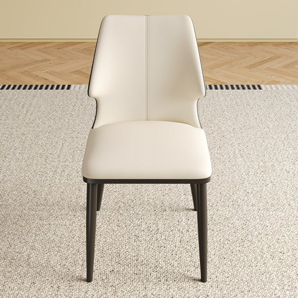 English Elm Modern Gray and White Dining Chair Set of 2 — Ergonomic PU Seats, Sturdy Durable Frame, Versatile Style W509P261582