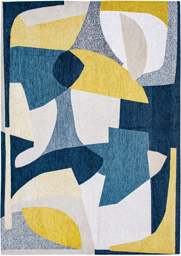 Louis de Pootere Gallery Shapes 100% PET Poly Mechanically Woven Jacquard Flatweave Abstract Rug Duck Song 7'10"