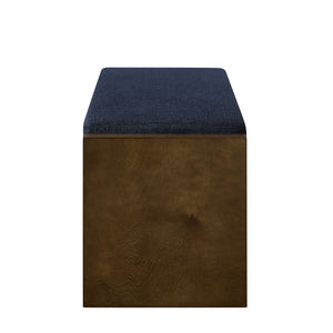 English Elm 47" Upholstered Storage Bench with Lower Shelf Padded Seat for Bedroom Entryway W2186P292101