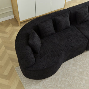 English Elm Curved Chenille Sectional Sofa Oversized Four Seat Cloud Foam Living Room Lounge W3505P355584