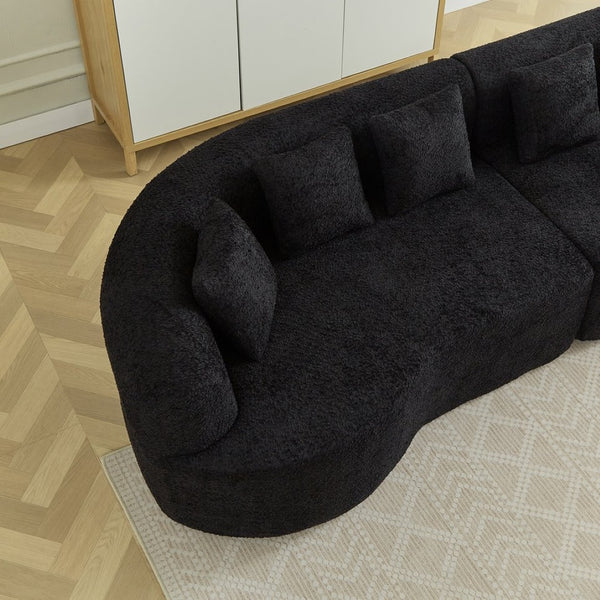 English Elm Curved Chenille Sectional Sofa Oversized Four Seat Cloud Foam Living Room Lounge W3505P355584