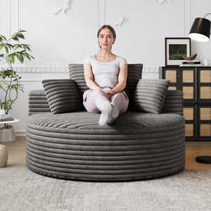 English Elm 50''L Plush Corduroy Sponge Single Sofa Bed with No Assembly, Fluffy Modern Sleeper for Living Areas Grey W834P337418