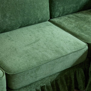 English Elm 103.15'' Chenille L-shaped Sectional Sofa with Detachable Pleated Skirt and Ottoman Green W3612S00046