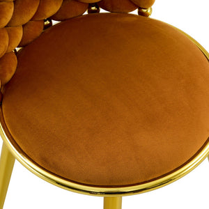 English Elm Set of 2 Velvet Dining Chairs with Braided Rope Backs and Glamorous Metal Legs Gold,Orange W3875P399194