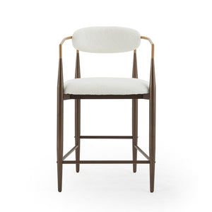 English Elm Christopher Knight Home® - Counter Stool Set Of 2 - Chic Beige Upholstered Design With Gold Iron Frames For Modern Spaces N771P249370J