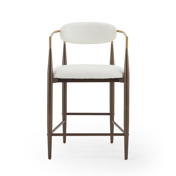 English Elm Christopher Knight Home® - Counter Stool Set Of 2 - Chic Beige Upholstered Design With Gold Iron Frames For Modern Spaces N771P249370J