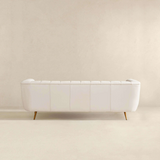 English Elm Ashcroft Furniture - Lamattina Genuine Italian Beige Leather Channel Tufted Sofa