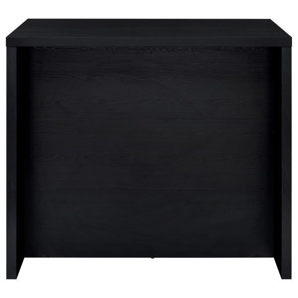English Elm Irving Matte Black Freestanding Bar Cabinet with Wine Grid and Stemware Storage B062P451808