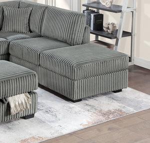 English Elm Smoke 3-Piece Corduroy Sectional Sofa Set with Reversible Chaise, USB & Storage Ottoman, Pillows Included B011S01774