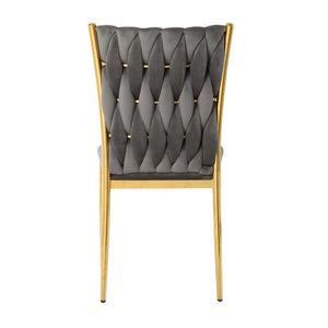English Elm Modern Velvet Upholstered Dining Chairs Set of 2 with Electroplated Legs for Kitchen Dark Gray W210P301593