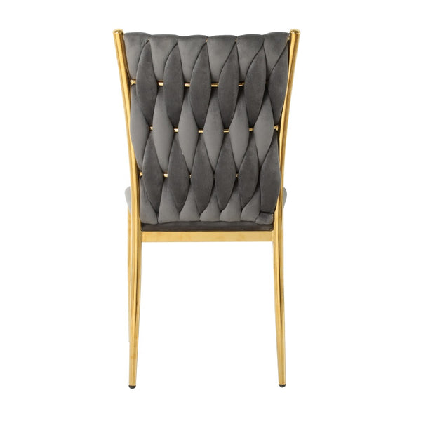 English Elm Modern Velvet Upholstered Dining Chairs Set of 2 with Electroplated Legs for Kitchen Dark Gray W210P301593
