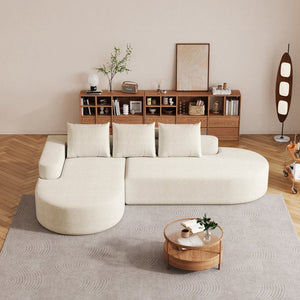 English Elm Modern Curved Sectional Sofa - Chenille Upholstered L-Shaped Couch With 3 Pillows, Flexible Design! W834S00454