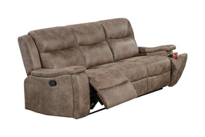 English Elm Modern Reclining Sofa Loveseat Chair Set Faux Leather Auburn Living Room Suite B011S02424