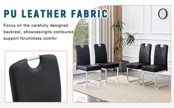 English Elm Set Of 4 Black Ergonomic Dining Chairs With Spring Support - Modern Comfort & Style For Any Space W3226P279080-GIGA