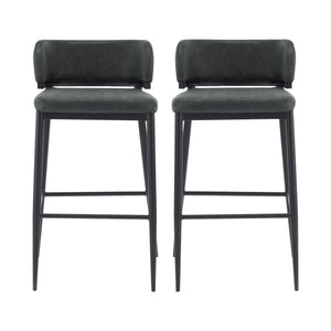 English Elm Christopher Knight Home® - Metal Industrial Leathaire Barstool Set of 2 with Comfortable Seat, Footrest, Non‑Slip Feet, Durable Frame Dark Green N771P247188L