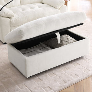 English Elm Leisure Chenille Two Seat Reclining Sofa with Usb Port Storage Ottoman Padded Armrests Beige W487S00520
