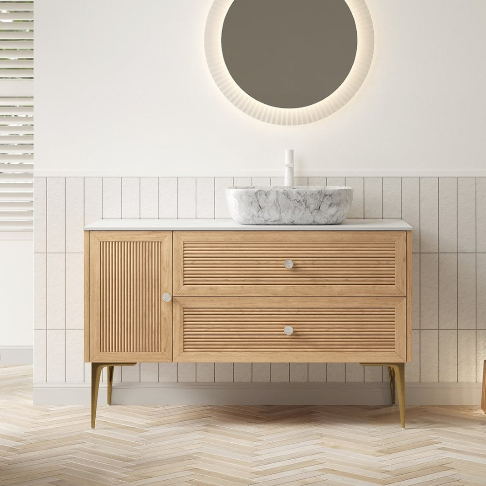 English Elm Dipa 48 Inch Floating Bathroom Vanity Walnut Cabinet Sintered Stone Top Led Sensor W2615S00469