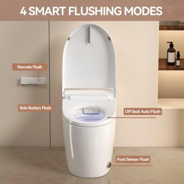 English Elm Unique Smart One Piece Toilet Bidet Combo with Auto Lid Warm Air Dryer Heated Seat W3133P476384