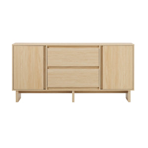 English Elm Walker Edison - 63" Scandi Sideboard with Beveled Drawers — Modern MDF Console with Cable Management & Adjustable Shelves Light Brown 69.75 L x 20.88 W x 7.13 H B185P169079