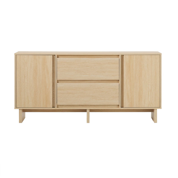 English Elm Walker Edison - 63" Scandi Sideboard with Beveled Drawers — Modern MDF Console with Cable Management & Adjustable Shelves Light Brown 69.75 L x 20.88 W x 7.13 H B185P169079