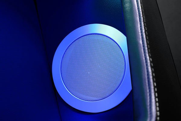 English Elm Fortuner 2PC Living Room Set with Power Recline, LED Lighting, Massage, Bluetooth Speakers, USB Charging Black B009S01499