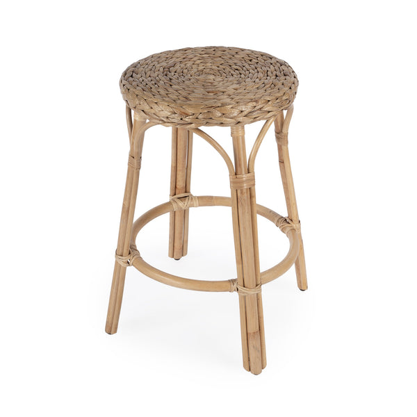 Butler Specialty Tobias Rattan Round Counter Stool – Durable, Stylish, And Lightweight For Your Dining Or Office Space Light Brown Rattan,Water Hyacinth 9371440-butler