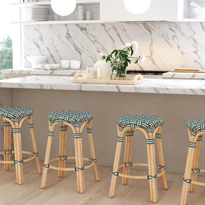 Butler Specialty Tobias Rattan Round Counter Stool – Durable, Stylish, And Lightweight For Your Dining Or Office Space Green Rattan,Polyurethane Synthetic (Pe) Rattan 9371467-butler