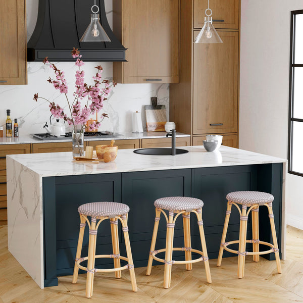 Butler Specialty Tobias Rattan Round Counter Stool – Durable, Stylish, And Lightweight For Your Dining Or Office Space Pink Rattan,Polyurethane Synthetic (Pe) Rattan 9371469-butler