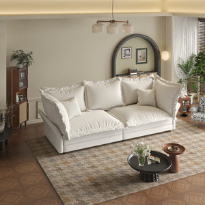 English Elm 90.55" Deep Seat Couches Velvet Cloud Sofa with Removable Cushions, Multiple Pillows, 800lb Capacity Beige W1885P234640