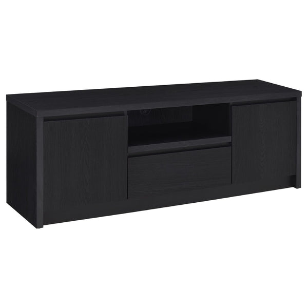 English Elm Sloat Matte Black Modular Entertainment Center with Media Towers and Open Shelving B062S01706