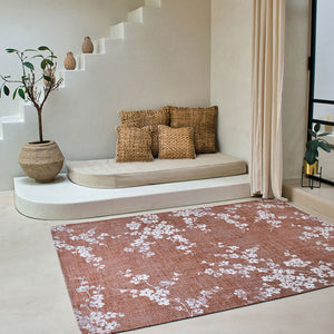 Louis de Poortere Sakura Floral Area Rug Transitional Cherry Blossom Design for Living Room or Bedroom Copper Pink 7'9 x 11'2 120107