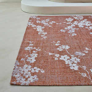 Louis de Poortere Sakura Floral Area Rug Transitional Cherry Blossom Design for Living Room or Bedroom Copper Pink 7'9 x 11'2 120107
