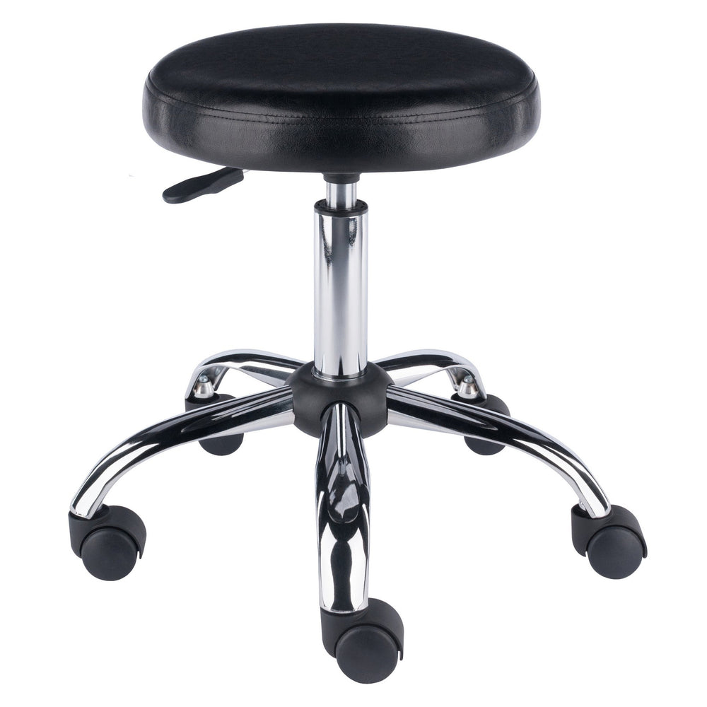 Winsome Wood Clark Adjustable Swivel Stool With Cushioned Faux Leather Seat & Chrome Base - Perfect For Any Space! Black ,Metal Polyurethane ,Metal 93720-winsome-wood