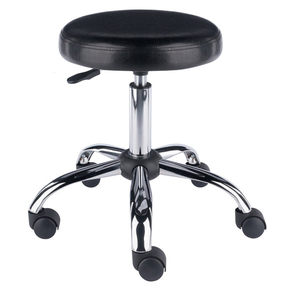 Winsome Wood Clark Adjustable Swivel Stool With Cushioned Faux Leather Seat & Chrome Base - Perfect For Any Space! Black ,Metal Polyurethane ,Metal 93720-winsome-wood