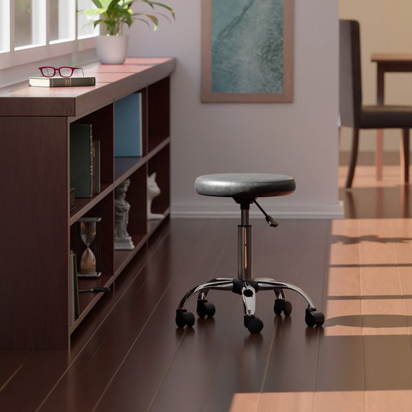 Winsome Wood Clark Adjustable Swivel Stool With Cushioned Faux Leather Seat & Chrome Base - Perfect For Any Space! Black ,Metal Polyurethane ,Metal 93720-winsome-wood