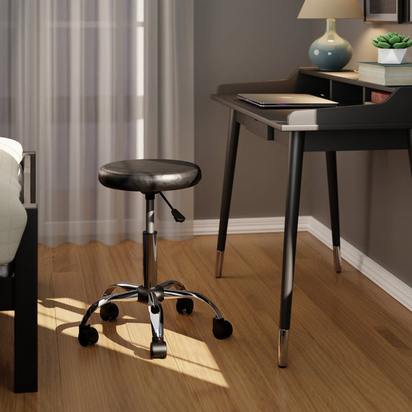 Winsome Wood Clark Adjustable Swivel Stool With Cushioned Faux Leather Seat & Chrome Base - Perfect For Any Space! Black ,Metal Polyurethane ,Metal 93720-winsome-wood