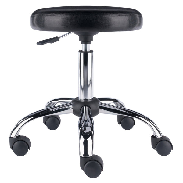 Winsome Wood Clark Adjustable Swivel Stool With Cushioned Faux Leather Seat & Chrome Base - Perfect For Any Space! Black ,Metal Polyurethane ,Metal 93720-winsome-wood