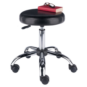 Winsome Wood Clark Adjustable Swivel Stool With Cushioned Faux Leather Seat & Chrome Base - Perfect For Any Space! Black ,Metal Polyurethane ,Metal 93720-winsome-wood