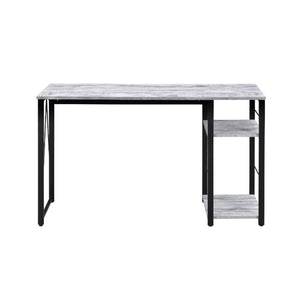 English Elm Rectangular Rustic Industrial Writing Desk with Metal Frame, 2-Tier Open Shelves for Storage and PC Antique White B016P312631