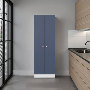 English Elm Kronos Stylish Two-Tone Wall Cupboard with Five Shelves, Concealed Doors for Clutter-Free Storage B062P389913