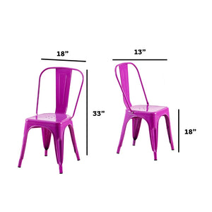 English Elm Set Of 2 High Gloss Purple Metal Dining Chairs - Stackable, Lightweight, Easy-Clean, Modern Design B347P383107-GIGA