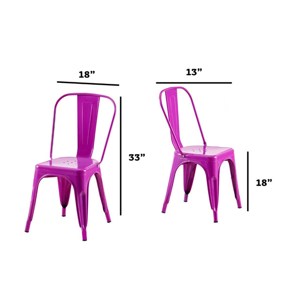 English Elm Set Of 2 High Gloss Purple Metal Dining Chairs - Stackable, Lightweight, Easy-Clean, Modern Design B347P383107-GIGA