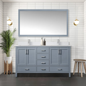 English Elm Dark Grey Double Bath Vanity Set With White Quartz Top, Chrome Faucet & 58" Mirror For Elegance B2731S00993