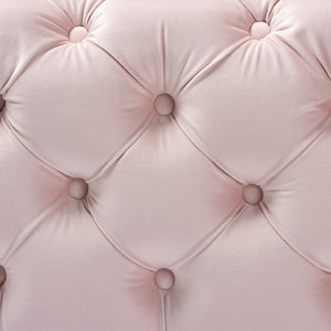 Baxton Studio Baxton Studio Glam Velvet Ottoman - Luxurious Button Tufted Footstool with Gold Legs for Modern Decor Pink TSFOT029-Light Pink/Gold-Otto