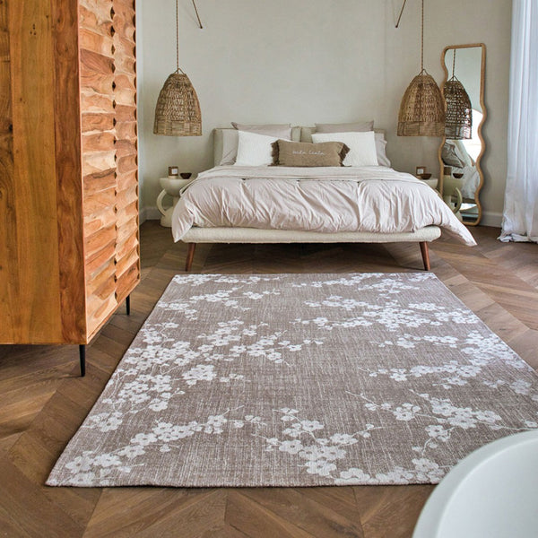 Louis de Poortere Sakura Floral Area Rug Transitional Cherry Blossom Design for Living Room or Bedroom Morning Mist 7'9 x 11'2 120111