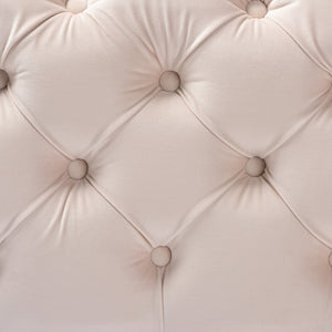 Baxton Studio Baxton Studio Glam Velvet Ottoman - Luxurious Button Tufted Footstool with Gold Legs for Modern Decor Beige TSFOT029-Light Beige/Gold-Otto